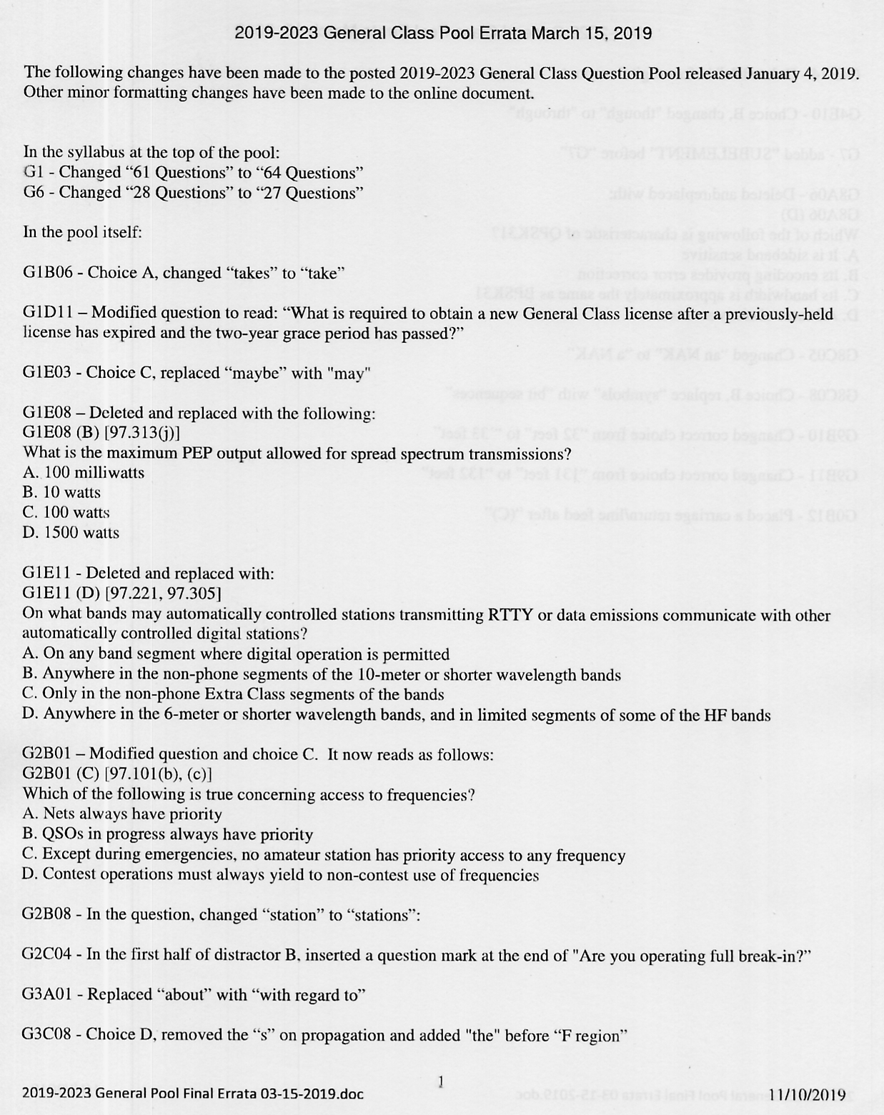 NCVEC - Errata - General Pool - March 15, 2019